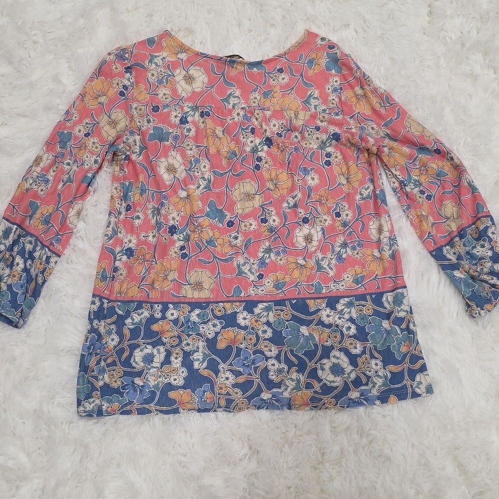 Vintage America Pink and Blue Floral Blouse. Size S - Picture 4 of 4